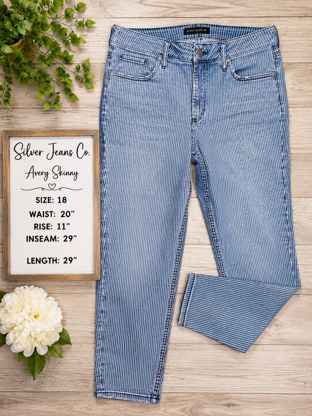Silver Jeans Avery Skinny Women’s Striped Blue Jeans